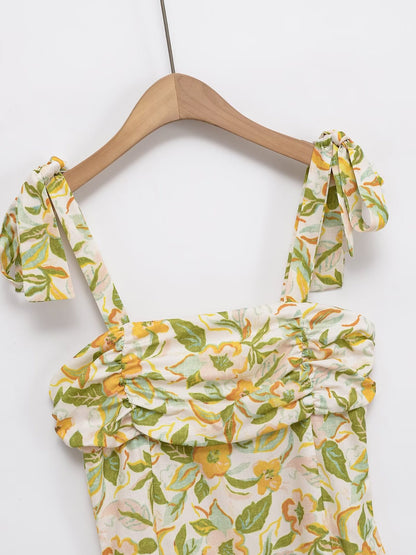 Women's Floral Tie-Strap Mini Dress