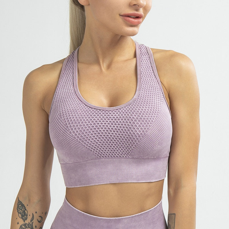 Women's Honeycomb Mesh Seamless Sports Bra