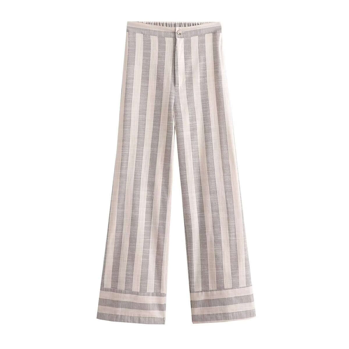 Linen Striped Tank Top & Wide Leg Pants Set