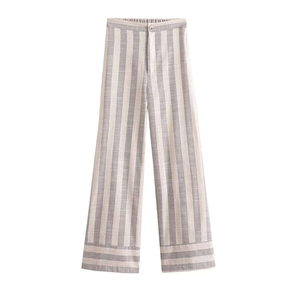 Linen Striped Tank Top & Wide Leg Pants Set