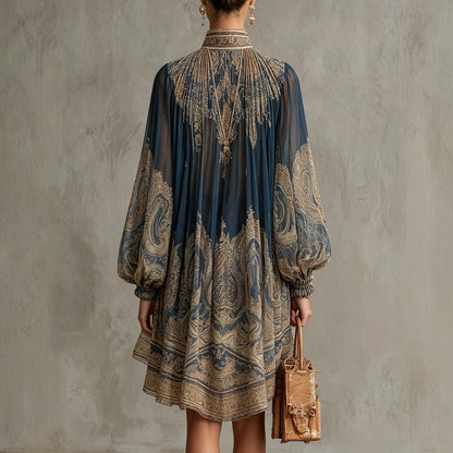 Women's Luxe Bohemian High Neck Chiffon Mini Dress