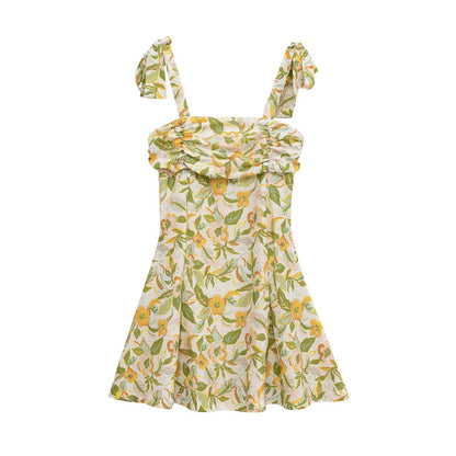 Women's Floral Tie-Strap Mini Dress