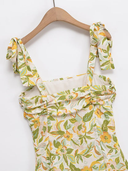 Women's Floral Tie-Strap Mini Dress