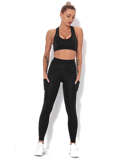 Women's Seamless Striped Activewear Set – Gym & Yoga Leggings