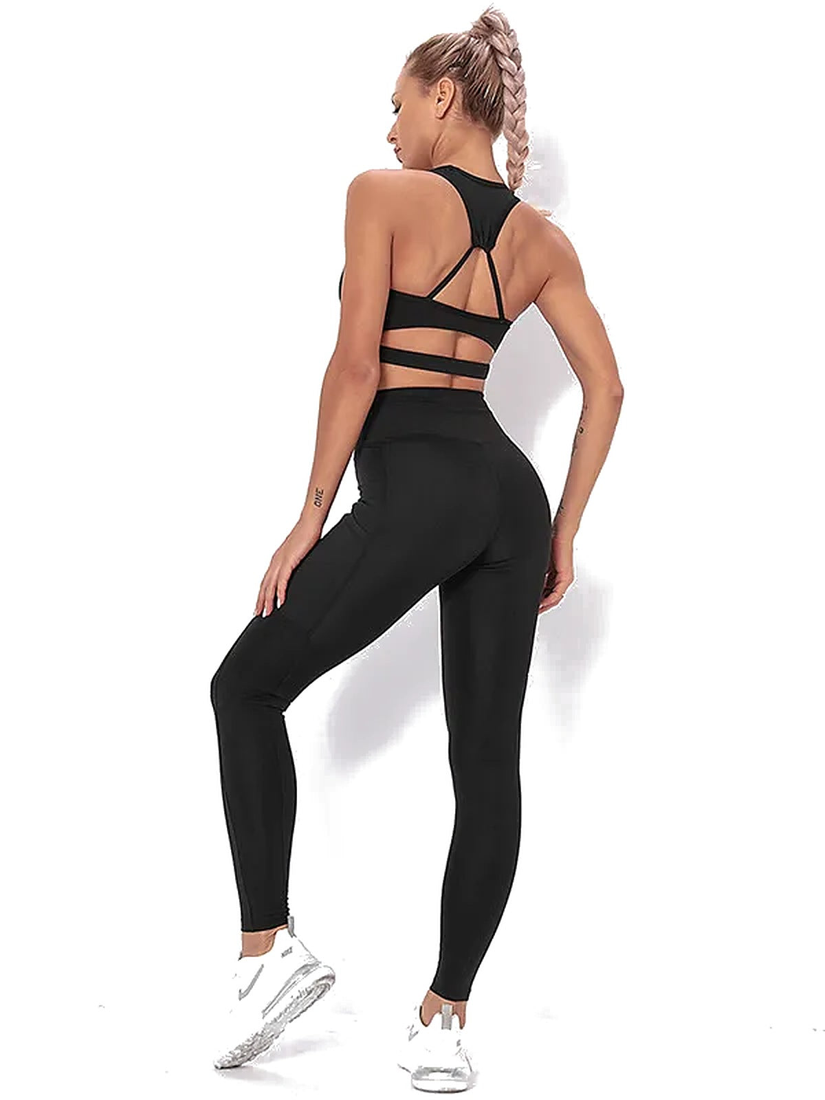 Women's Seamless Striped Activewear Set – Gym & Yoga Leggings
