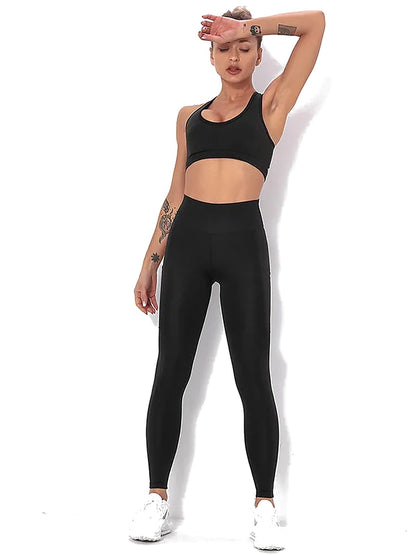 Women's Seamless Striped Activewear Set – Gym & Yoga Leggings