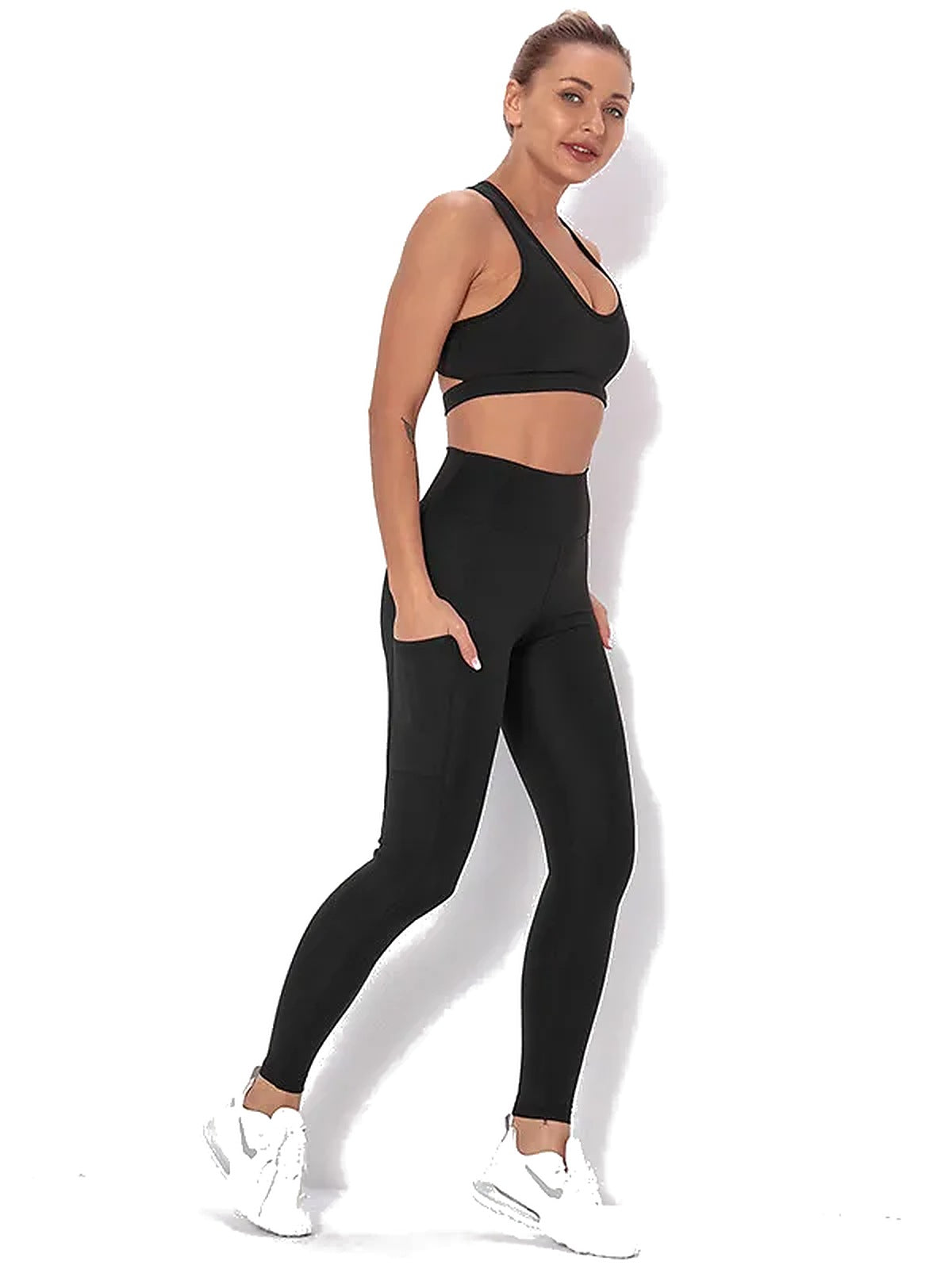 Women's Seamless Striped Activewear Set – Gym & Yoga Leggings