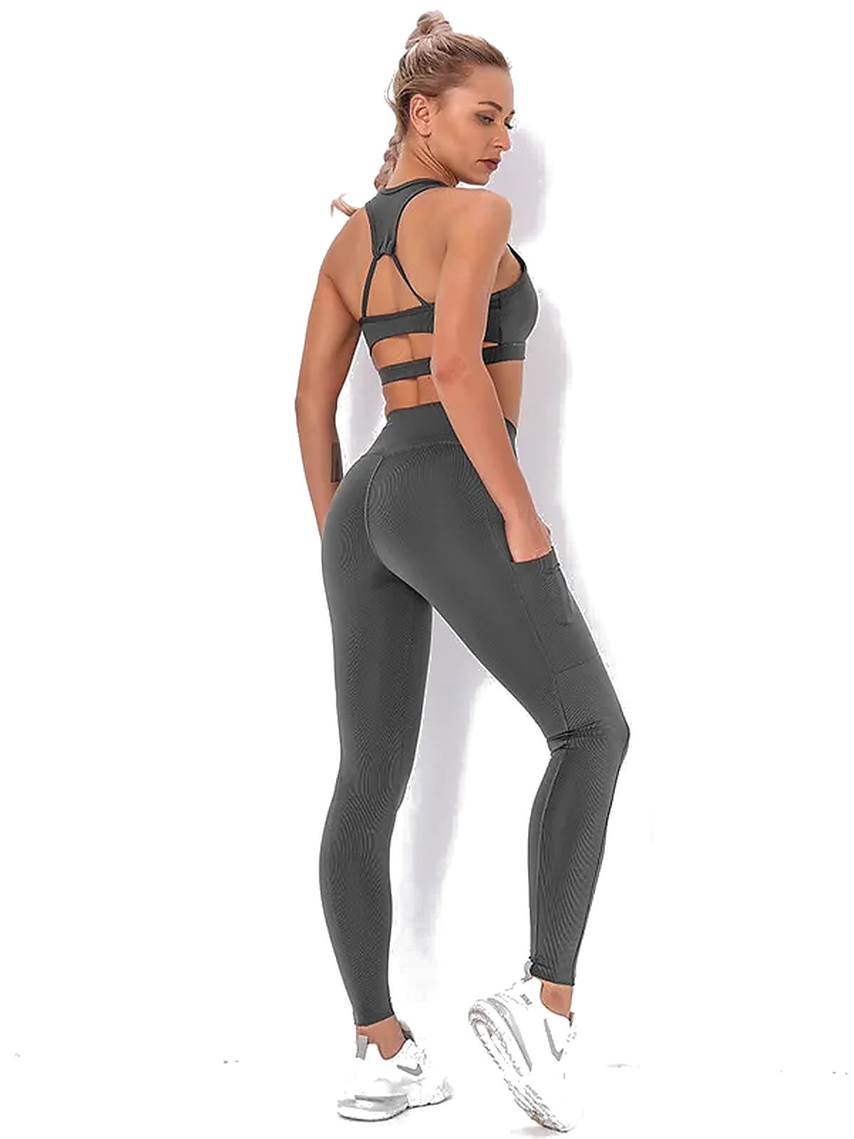 Women's Seamless Striped Activewear Set – Gym & Yoga Leggings