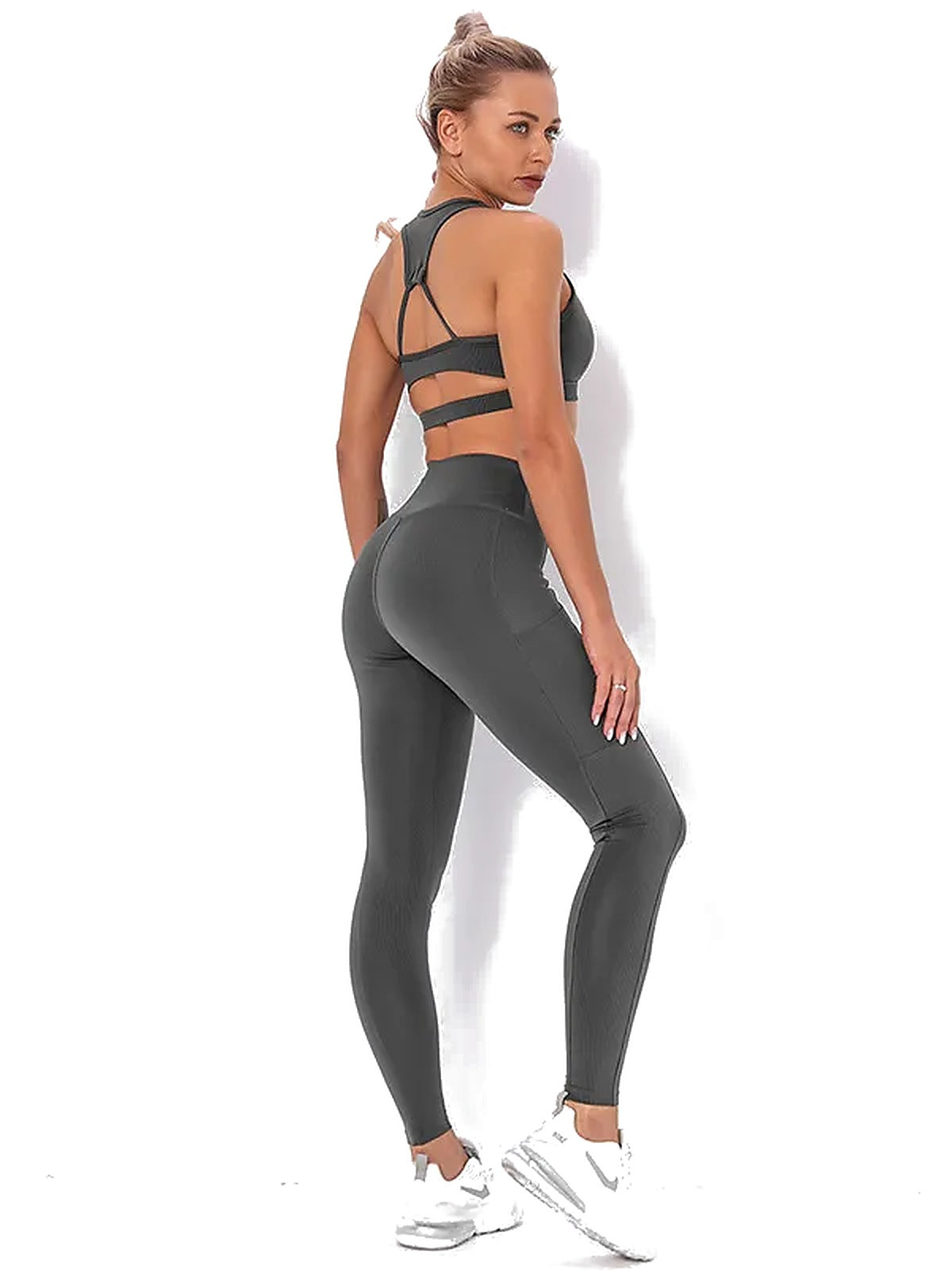 Women's Seamless Striped Activewear Set – Gym & Yoga Leggings