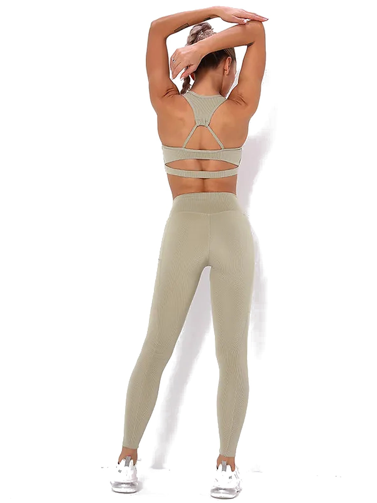 Women's Seamless Striped Activewear Set – Gym & Yoga Leggings