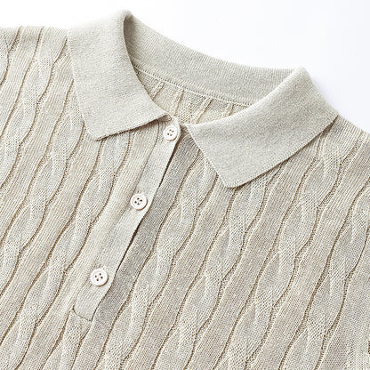 Women's Linen Blend Knit Polo Top