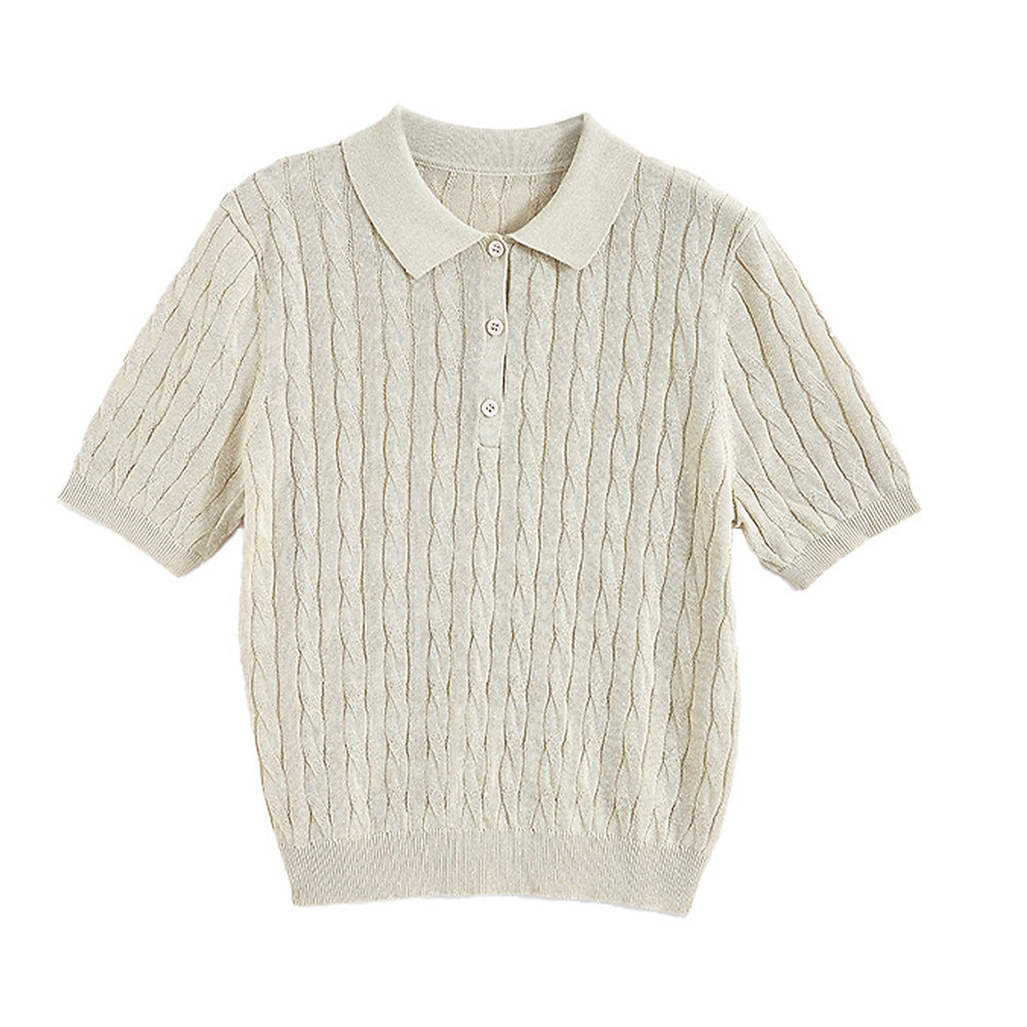 Women's Linen Blend Knit Polo Top