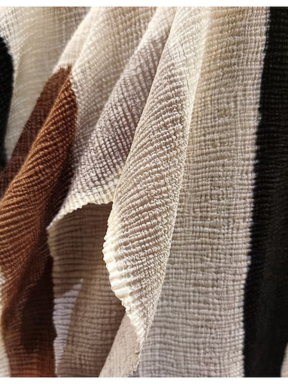 Women's Miyake-Style Pleated Striped T-Shirt