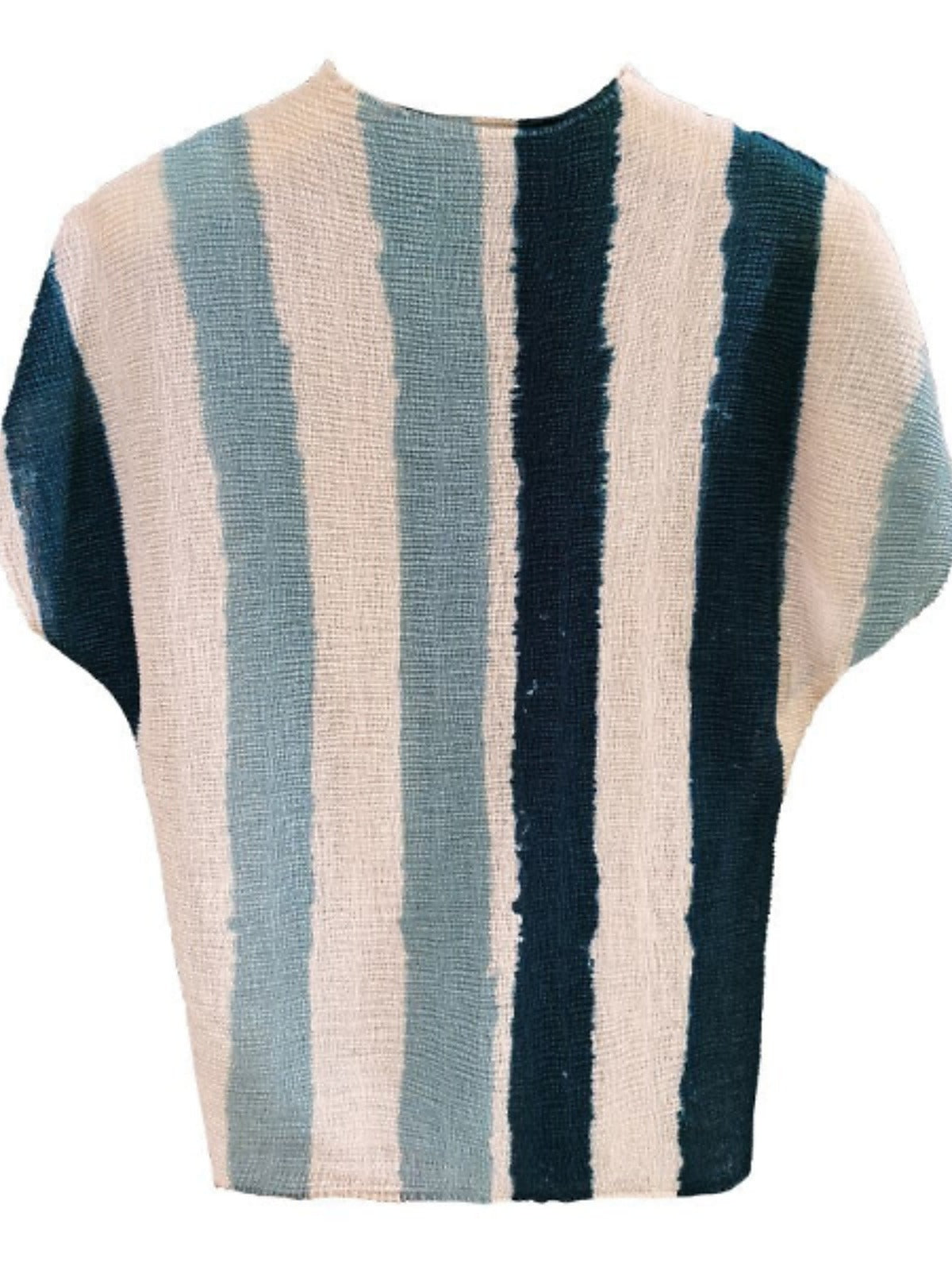 Women's Miyake-Style Pleated Striped T-Shirt