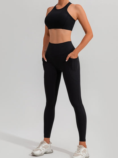 Ribbed High-Waist Pocket Leggings - Yoga & Gym Pants