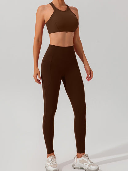 Ribbed High-Waist Pocket Leggings - Yoga & Gym Pants