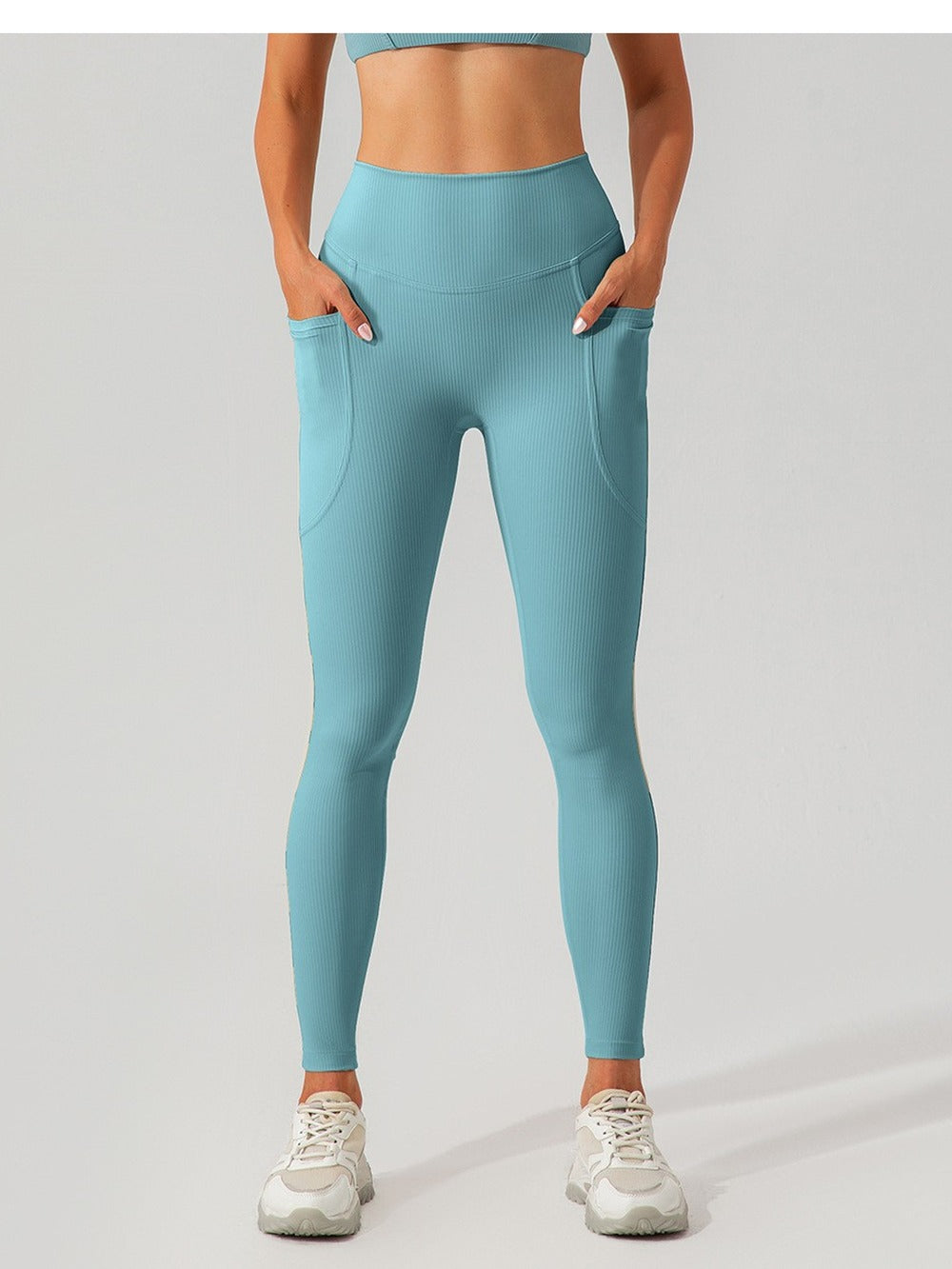 Ribbed High-Waist Pocket Leggings - Yoga & Gym Pants