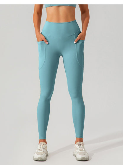 Ribbed High-Waist Pocket Leggings - Yoga & Gym Pants