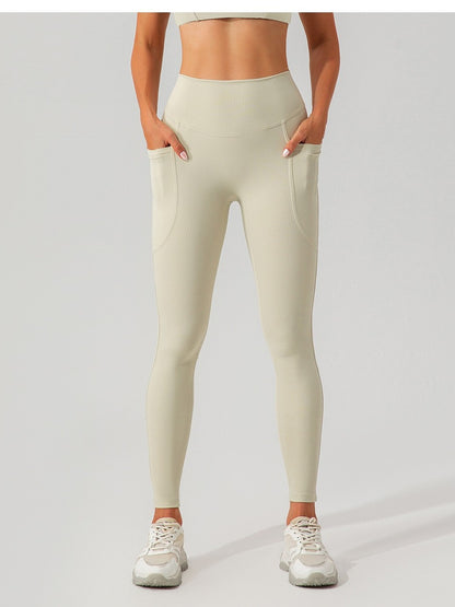 Ribbed High-Waist Pocket Leggings - Yoga & Gym Pants