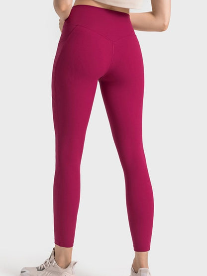 Ribbed High-Waist Pocket Leggings - Yoga & Gym Pants
