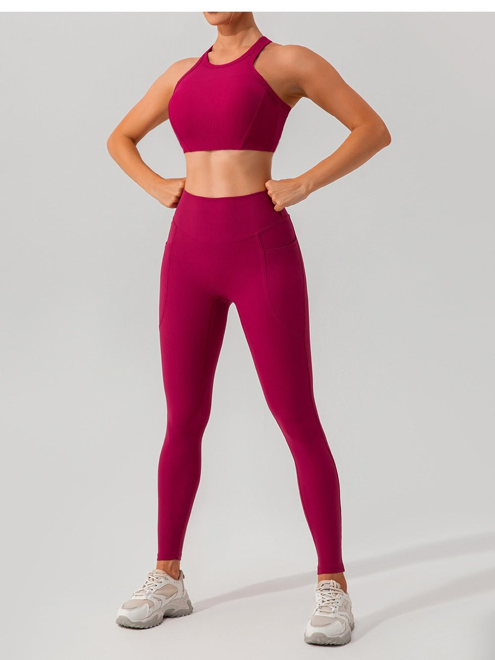 Ribbed High-Waist Pocket Leggings - Yoga & Gym Pants