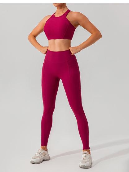 Ribbed High-Waist Pocket Leggings - Yoga & Gym Pants